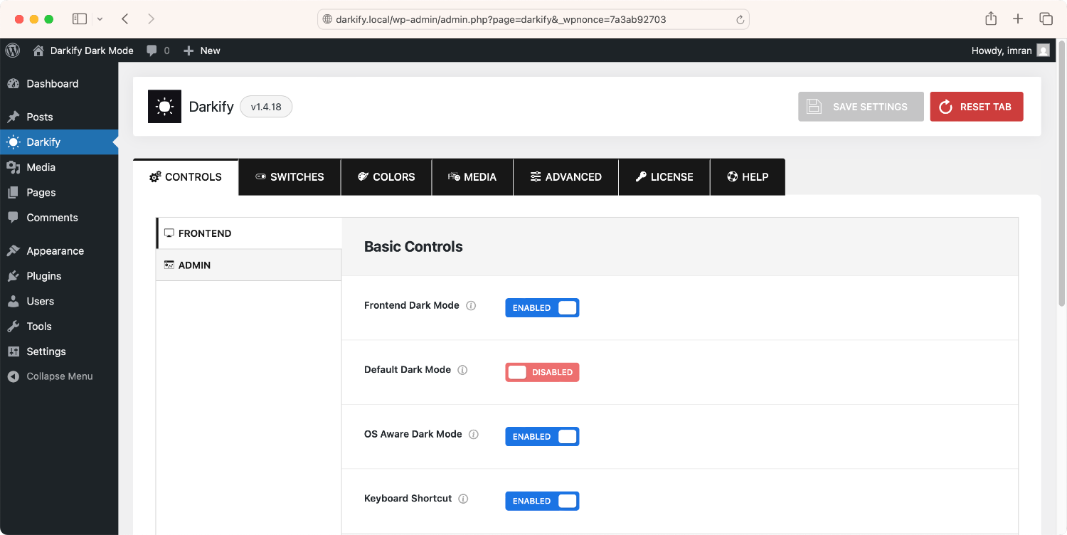 Darkify Dark Mode Settings