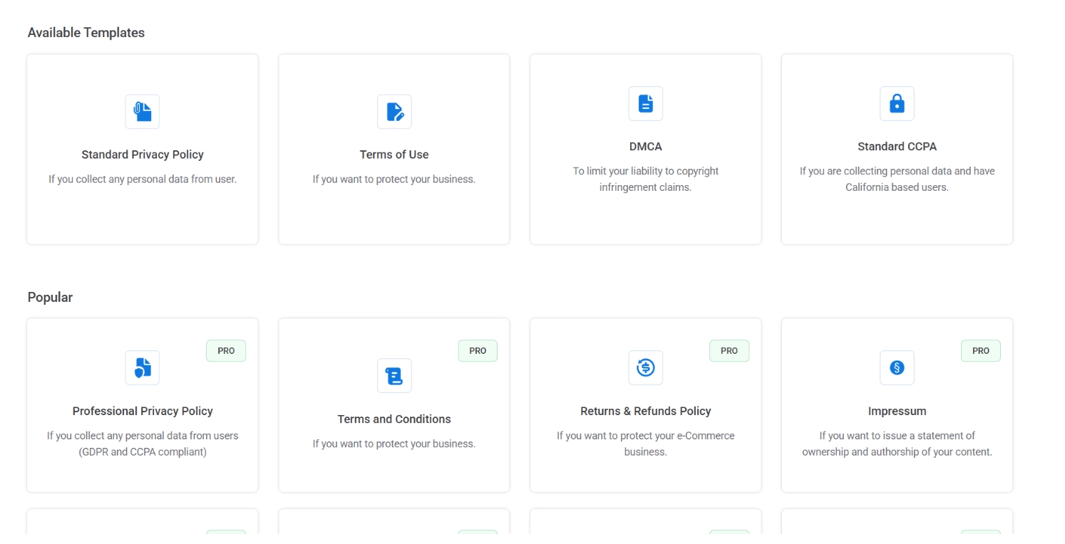 Automated Legal Page Generation