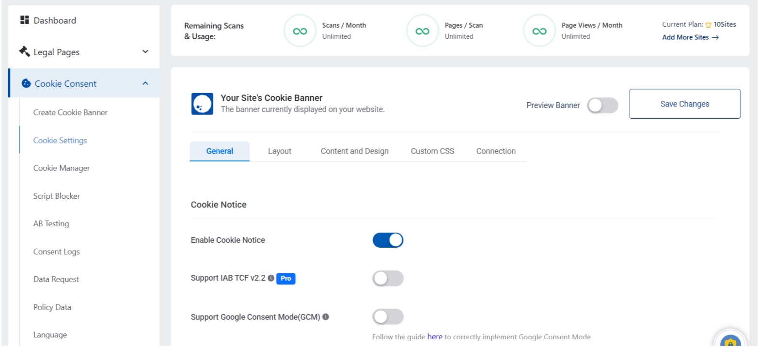  Cookie Consent Settings