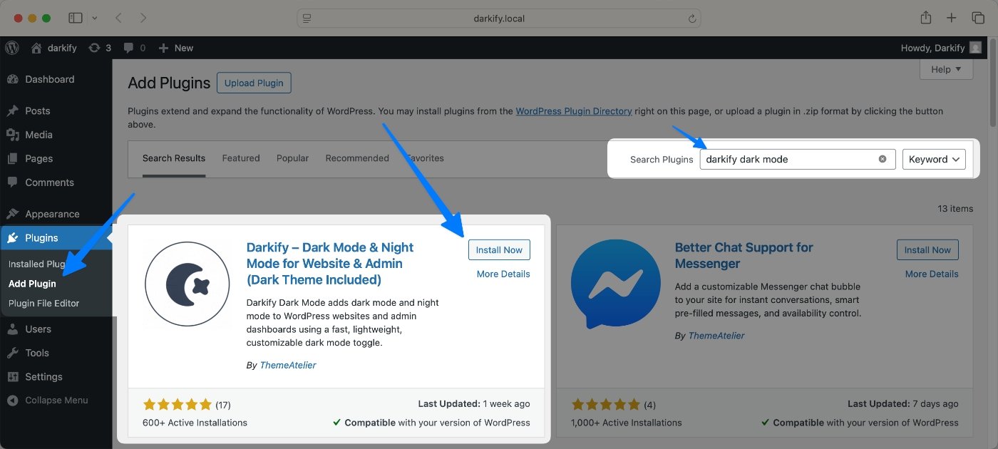 Installing Darkify Dark Mode Plugin